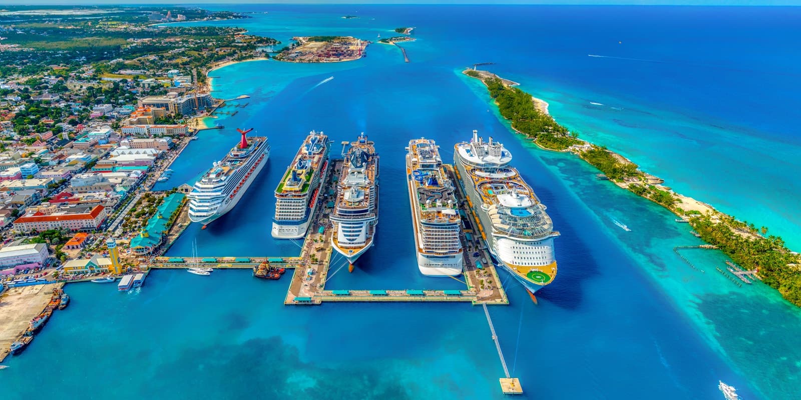 Cruise ships docked at port